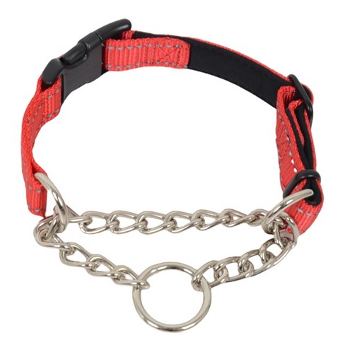 Alilang Dog Collar Nylon Dog Choke Collars Stainless Steel Chain Training Dog Collar Reflective Collar For Large Medium Small Dogs Red Small Target