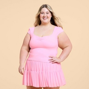 Blogilates Women's Sweetheart Cropped Short Sleeve Shirt - 1 of 4
