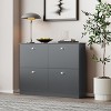 Slim Shoe Storage Cabinet with Flip Drawers, Narrow Entryway Shoe Organizer, Modern Foyer Shoe Rack with 4 Compartments-The Pop Home - 3 of 4