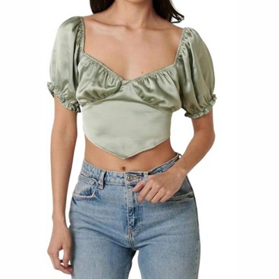 Women's SATIN SWEETHEART CROP TOP - mittoshop