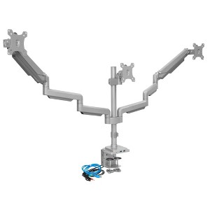 Mount-It! Triple Monitor Mount, Desk Stand with USB & Audio Ports, 3 Counter-Balanced Gas Spring Height Adjustable Arms Fits 24 - 32 Inch VESA Screens - 1 of 4