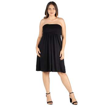 24seven Comfort Apparel Plus Size Knee Length Strapless Dress