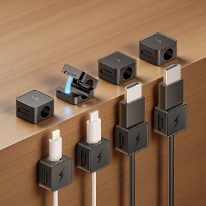 FONTOI 6/8/12 Pack Magnetic Cord Organizer, Cable Clips Holder for Nightstand, Cable Clips Wire Management, Universal Fit, White / Black - 1 of 4