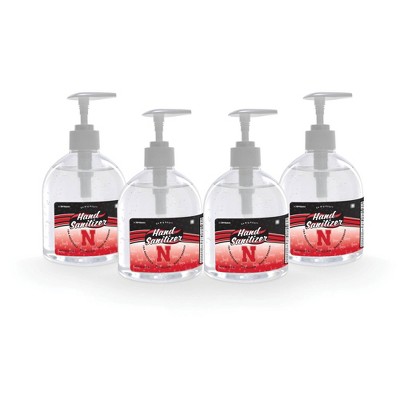 NCAA Nebraska Cornhuskers 16oz Pump Top Hand Sanitizer - 4pk