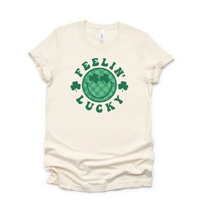 Simply Sage Market Women's Feelin Lucky Checkered Smiley Short Sleeve Graphic Tee - 1 of 3