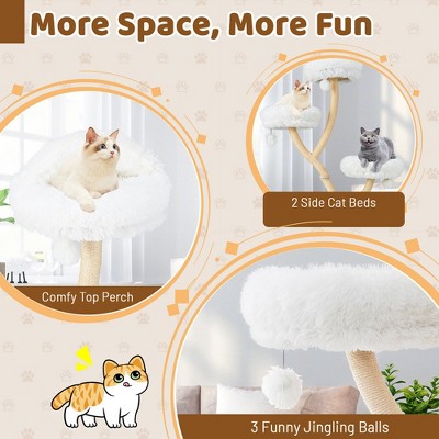 Beige 70" Multi-Level Cat Tree Tower with Sisal and Plush Perches