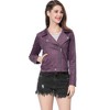 INSPIRE CHIC Women's Zip Up Faux Suede Biker Moto Jacket - 3 of 4