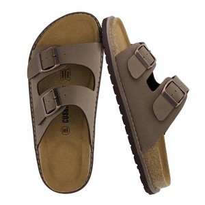 CUSHIONAIRE Plano Slip-On Sandals for Women with Arch Support, Adjustable Buckle Straps, and Stitched Outsole – Casual Flat Summer Womens Sandals - 1 of 4