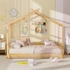 Tangkula Wooden House Bed Twin to King Daybed w/ Safety Rails & Decorable Roof - 4 of 4
