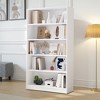 MAYEERTY 5-Shelf Black Wood Bookcase, 60" Tall - Bedroom, White - 3 of 4