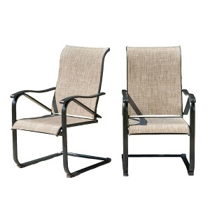2pk Steel Patio Padded Sling C-Spring Arm Chairs - Captiva Designs: Outdoor Furniture Set - 1 of 4