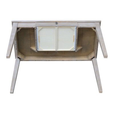 Transitional Solid Hardwood Home Office Desk with Drawer in Washed Gray Taupe