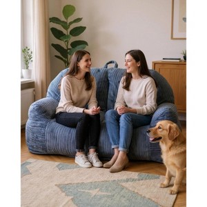 Hooseng 38" Giant Bean Bag Chair for Adults, High-Density Foam Stuffed Corduory Bean Bag Sofa with Handle for Adults Reading, Gaming - 1 of 4