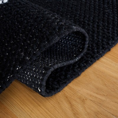 Handmade Black and Ivory Wool Flat Woven 8' x 10' Rug
