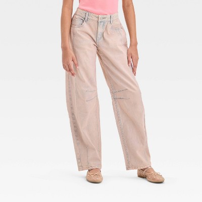 Girls' Mid-Rise Barrel Leg Jeans - art class™