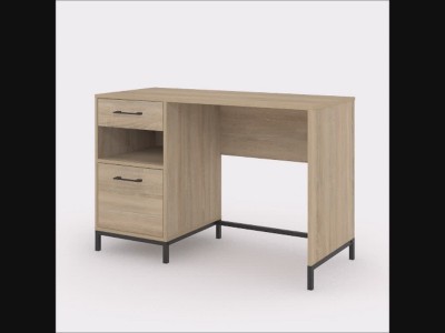 Charter Oak Finish Minimalist Home Office Desk with Drawers