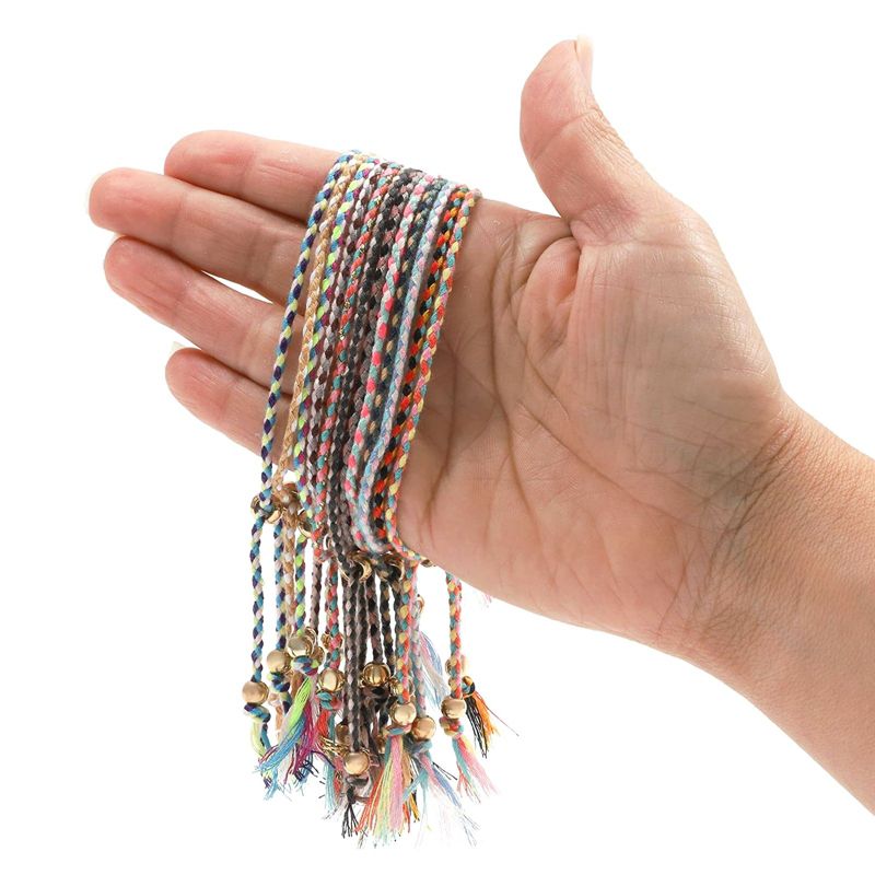 Zodaca 12 Pack Braided Rope Bracelet, Friendship, Couples Jewelry, Adjustable, Multicolor, 5 of 9