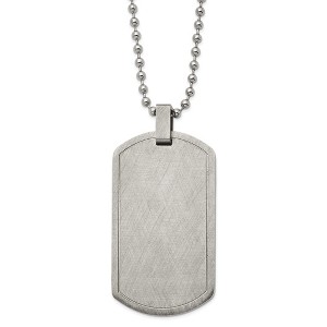 Black Bow Jewelry Men's Stainless Steel Scratch Finish Dog Tag Necklace, 22 Inch - 1 of 4
