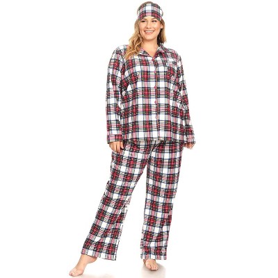 Women's Plus Size Three-Piece Pajama Set - White Mark