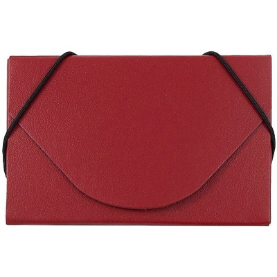 JAM Paper Colorful Business Card Holder Case w/Round Flap Matte Red Chipboard 369031720
