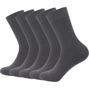 SERISIMPLE Men Bamboo Viscose Thin Ribbed Knit Silky Soft Lightweight Business Dress Crew Socks White Large 5 Pairs - 1 of 4