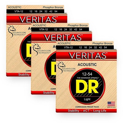DR Strings Veritas - Perfect Pitch with Dragon Core Technology Light Acoustic Strings (12-54) 3-PACK