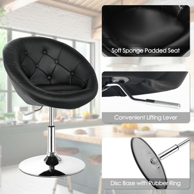 Modern Adjustable Swivel Accent Chair in Tufted Black PU Leather