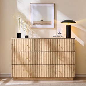 SinCiDo 6 Drawer Fluted Dresser, 47" Wide Wood Chest of Drawers with Deep Storage, Modern Storage Organizer for Bedroom, Living Room - 1 of 4