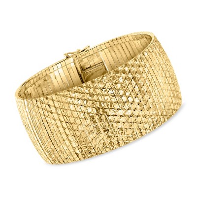 Ross-Simons Italian 18kt Gold Over Sterling Wide Omega Bracelet Size 7