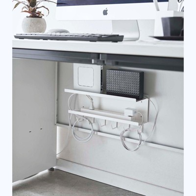 Black Steel Wall-Mount Cable and Router Storage Rack