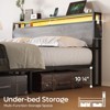 Bestier King Size Bed Frame，Metal Platform Bed with Wood Storage Headboard LED Lights and Charging Station - 4 of 4