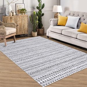 Geometric Rug for Living Room Washable Area Rugs, Non-Slip Bathroom Stain Resistant Floor Carpet - 1 of 4