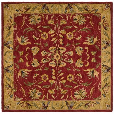Burgundy/Gold Floral Tufted Square Area Rug 6'X6' - Safavieh