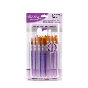 Royal & Langnickel Crafter's Choice Synthetic White Taklon Paint Brushes, 15pc - 1 of 4
