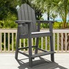 2pcs Adirondack Chair with Removable Tray, Poly Adirondack Chair Bar Stool with Cup Holder, 25.6" Weather Resistant Lifeguard Chair for Balcony,Deck - 3 of 4