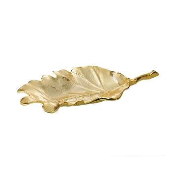 Classic Touch 10.75"L Gold Leaf Dish