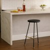 Royal Hampton 24.5 Backless Barstool with Round Mango Wood Seat | PVD Coating | Gold Footrest | Iron Legs - 4 of 4