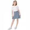 Girls Denim Skirts with Side Pockets Pleated Hem Skirts Casual Mini Denim Skirts - 4 of 4