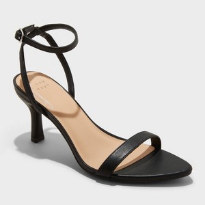 Women's Morrigan Single Band Ankle Strap Heels - A New Day™ Black - 1 of 4