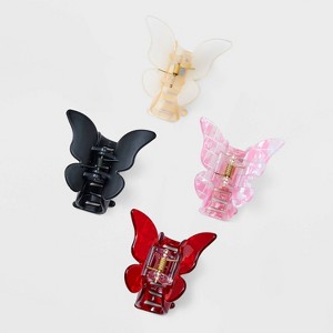Butterfly Hair Claw Clip Set 4pc- Wild Fable™ White/Black/Red: Plastic Solid Hair Accessory - 1 of 3
