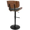 LumiSource Set of 3 Lombardi Adjustable Barstools Black Metal/Walnut PU - 4 of 4