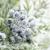 Artificial Snowy Pine With Blue Berries Green 15"H - 2 of 2