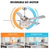 Parrot Uncle 52" Modern Crystal Ceiling Fan with Light and Remote - 3 of 4