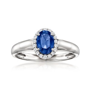 Ross-Simons 1.00 Carat Sapphire and .12 ct. t.w. Diamond Ring in Platinum - 1 of 4