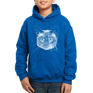 LA Pop Art Boy's Word Art Hooded Sweatshirt - Siamese Cat - 1 of 4
