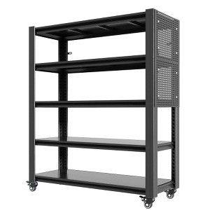 AENKYO 72"Tall 5-Tier Heavy Duty Shelving with Pegboard & Wheels - 2000LBS Capacity Adjustable Metal Storage Rack for Garage & Workshop - 1 of 4