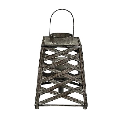 Essential Decor & Beyond 14.2" Black Bamboo Candle Lantern With Handle
