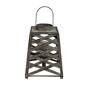 Essential Decor & Beyond 14.2" Black Bamboo Candle Lantern With Handle - 1 of 1