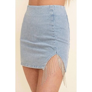 Women's Dance with Me Rhinestone Fringe Pencil Skirt - Cloud Ten - 1 of 4