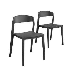 Cosco 2pk Outdoor/Indoor Stacking Chairs with Ribbon Back Black: Resin Frame, Weather-Resistant, No Assembly Required - 1 of 4